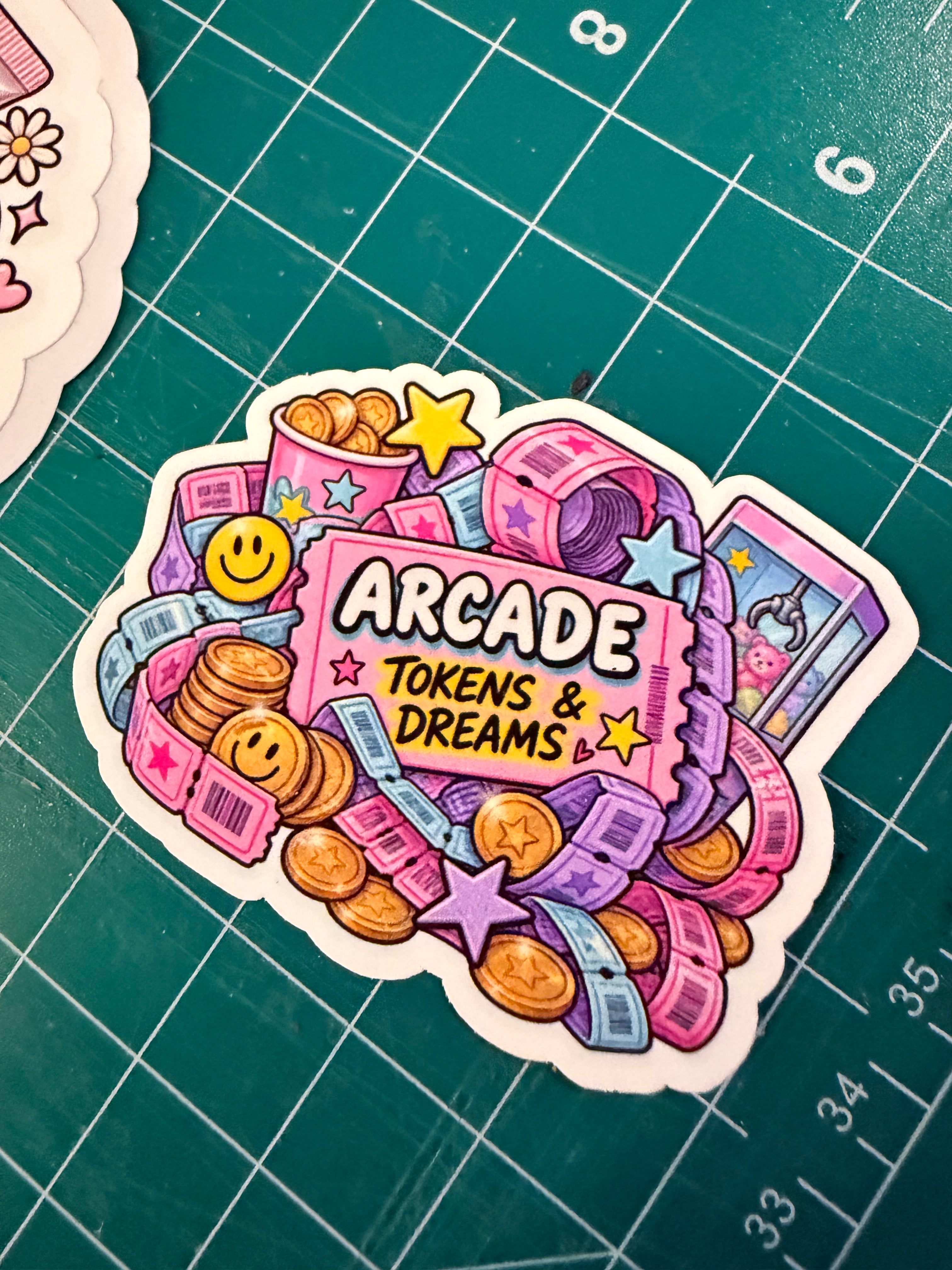 Arcade Tokens & Dreams | Die-Cut Sticker