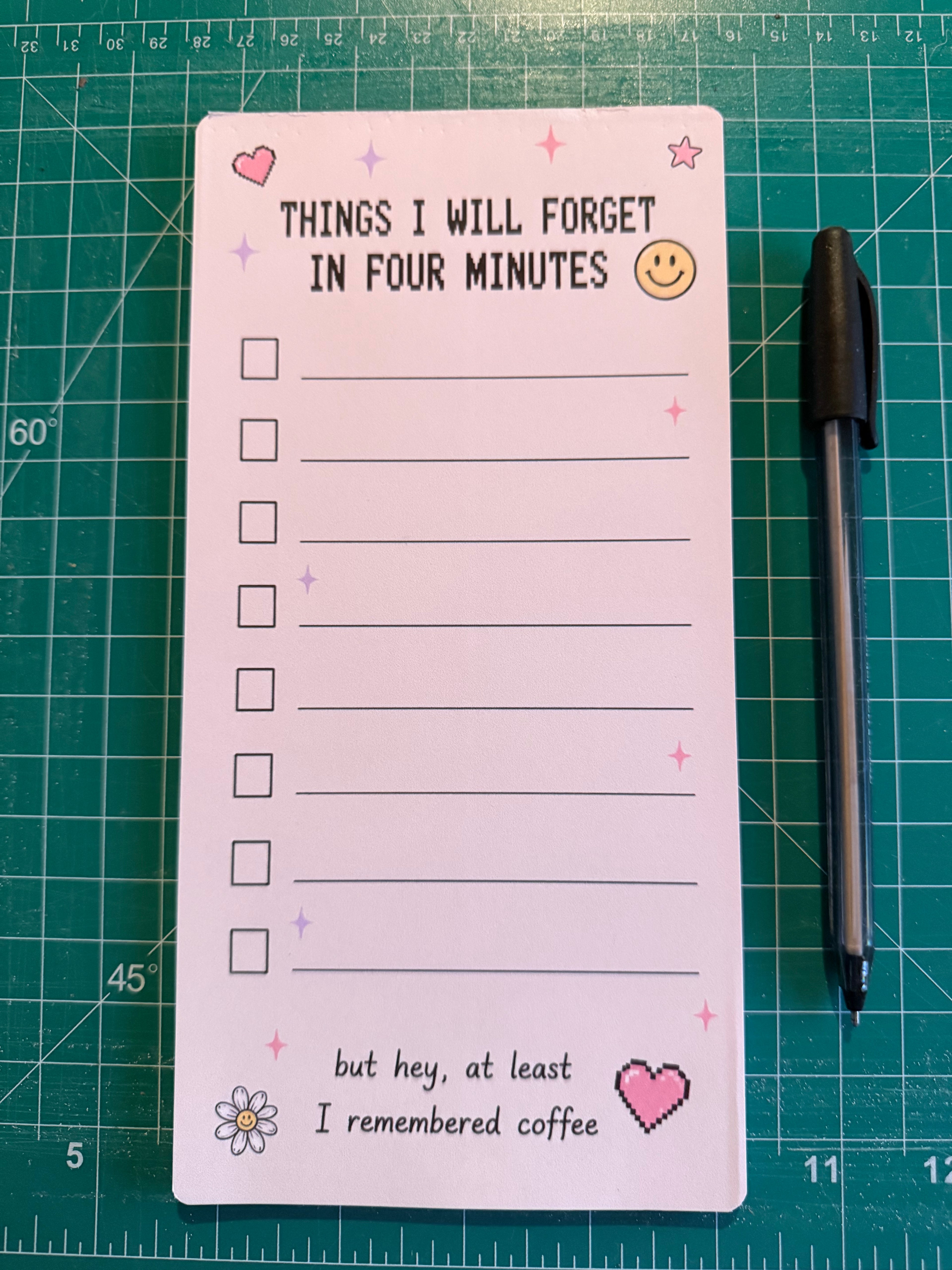 Things I Will Forget in Five Minutes Notepad | 4.5×9 Checklist