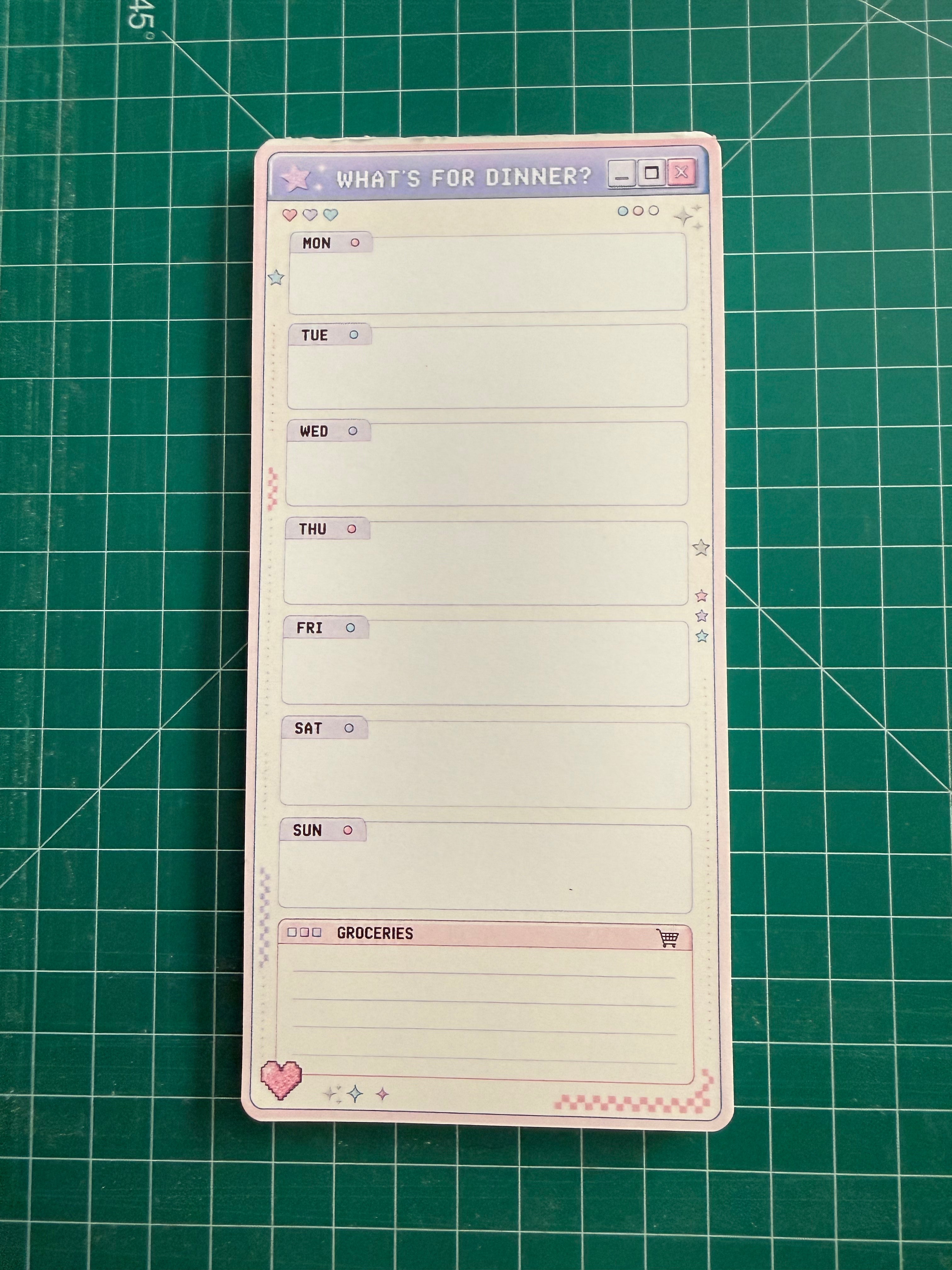 What’s for Dinner? Meal Planner | 4.5x9 Y2K Notepad